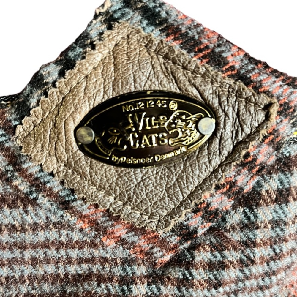 Wild Cats Pelsnoer Denmark Women Brown Leather Plaid Lining Hooded Jacket Coat L - Picture 14 of 16